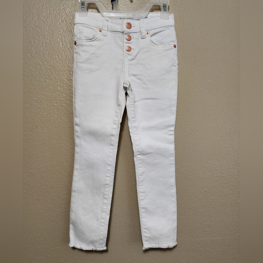 White Button-up Denim Jeans Pants